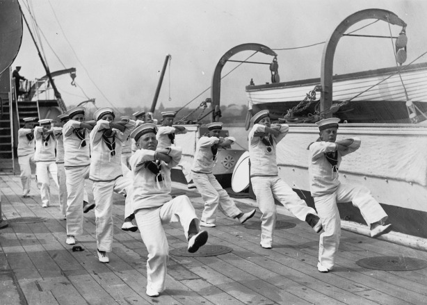 Naval cadets dancing a hornpipe